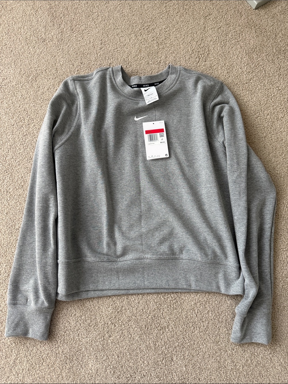 Nike Grey Pullover Sweatshirt with White Swoosh
